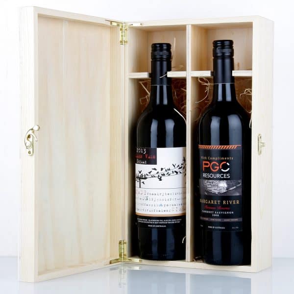 Timber two bottle presentation wine box - Oak Room Wines